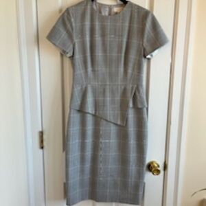 **LAST CHANCE** NWT Ted Baker size 2 peplum dress, grey plaid pink accent stripe